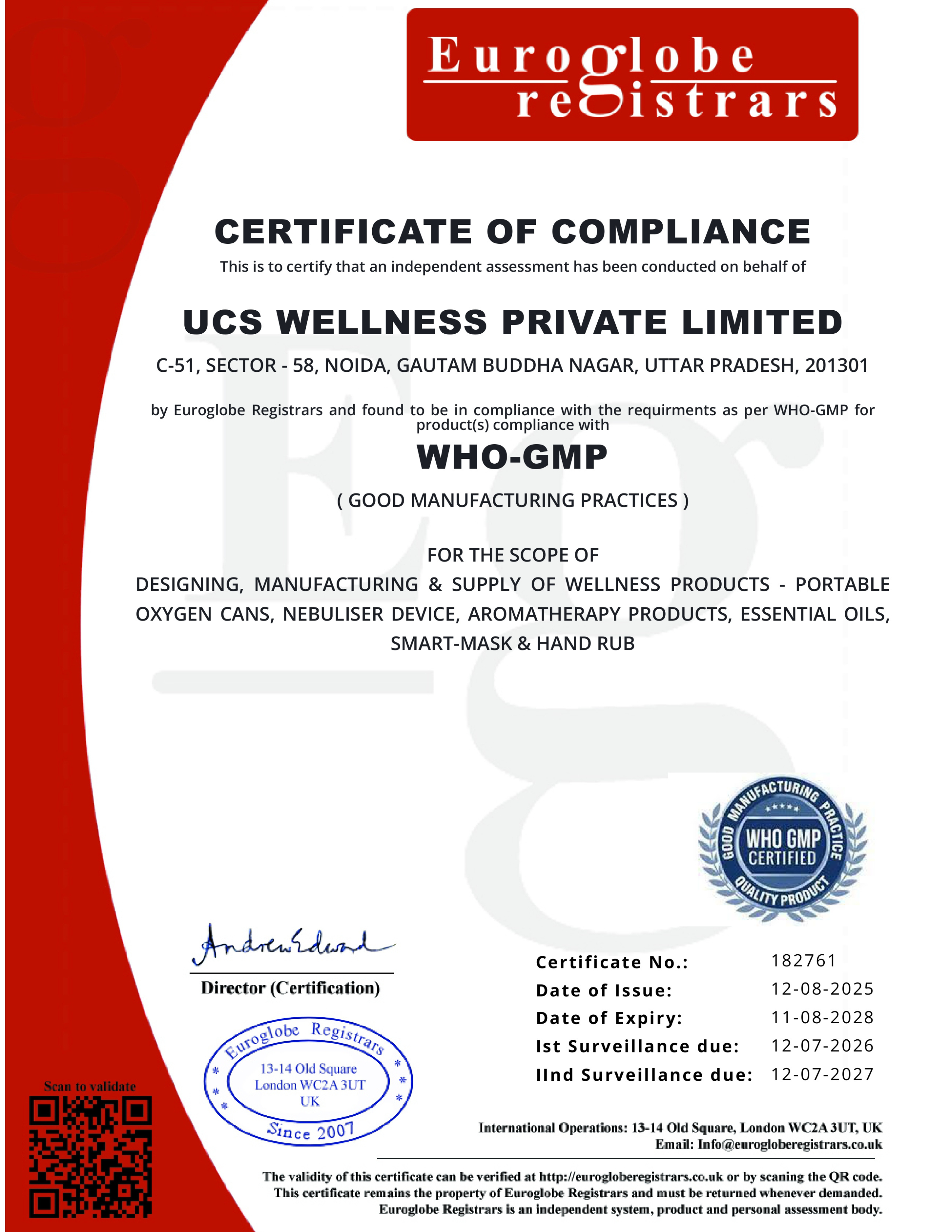 gO2Therapy WHO GMP certificate
