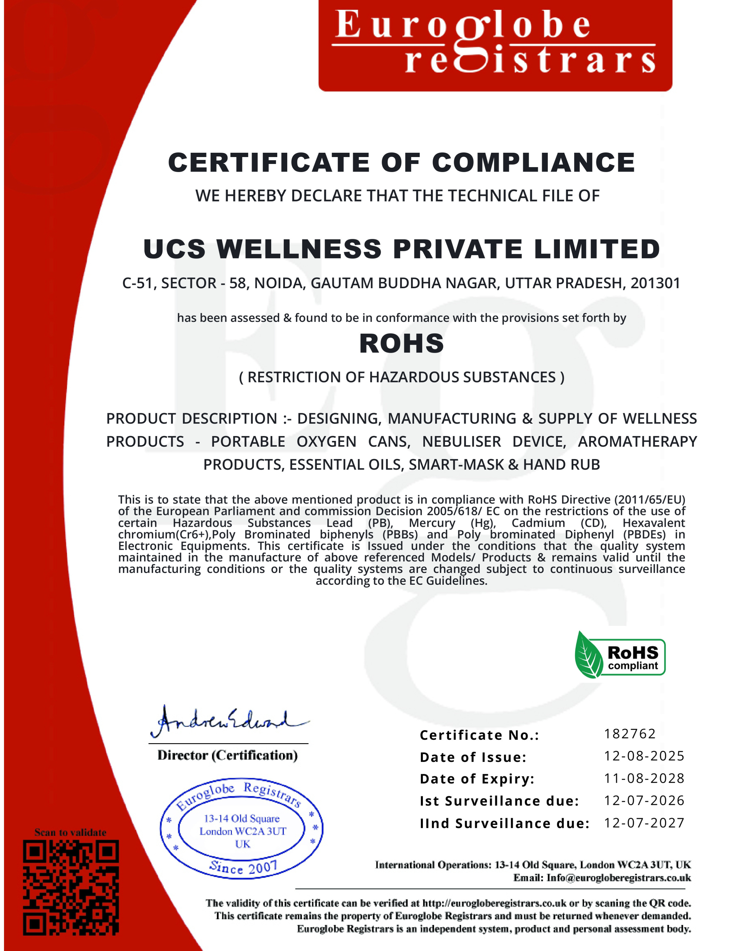 gO2Therapy RoHS certificate
