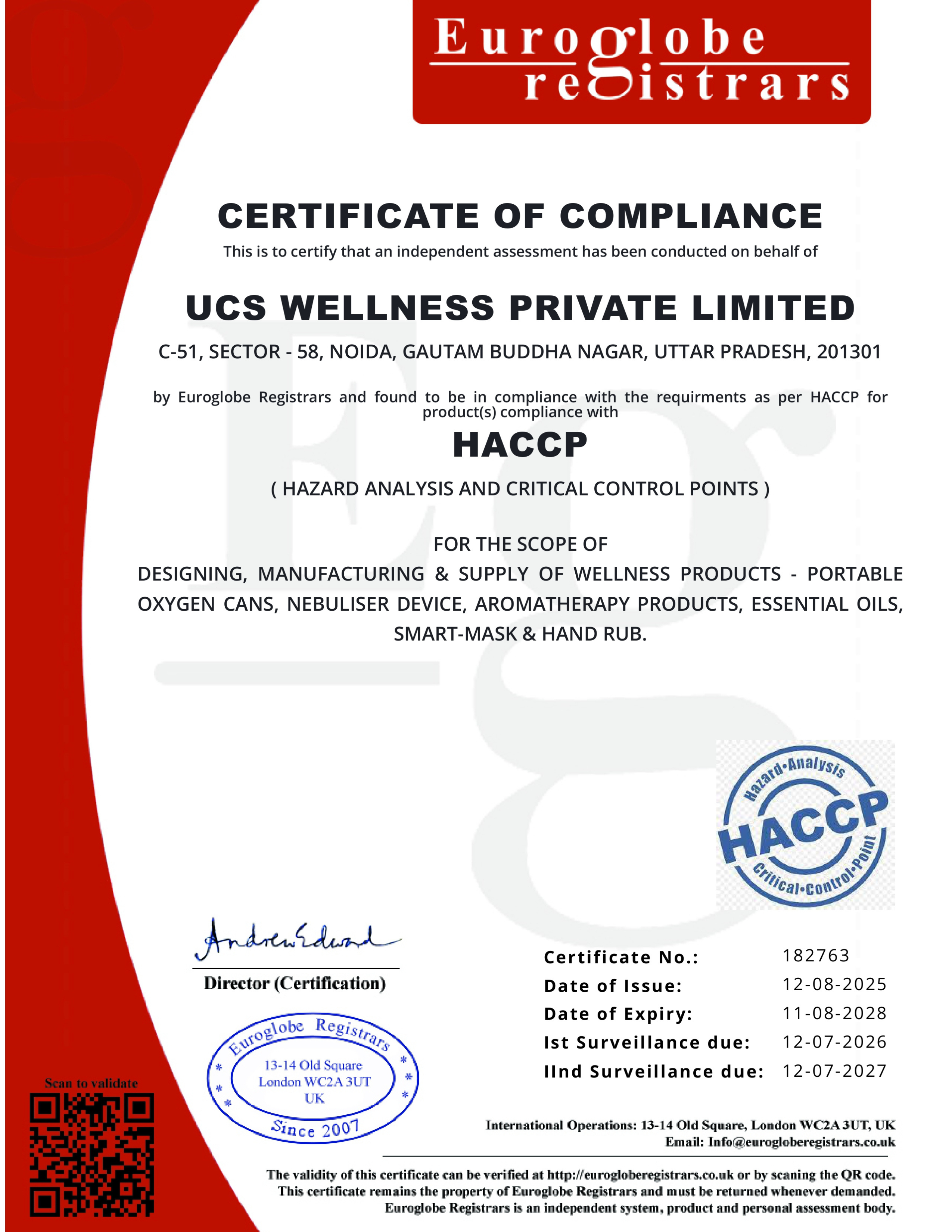 gO2Therapy HACCP certificate