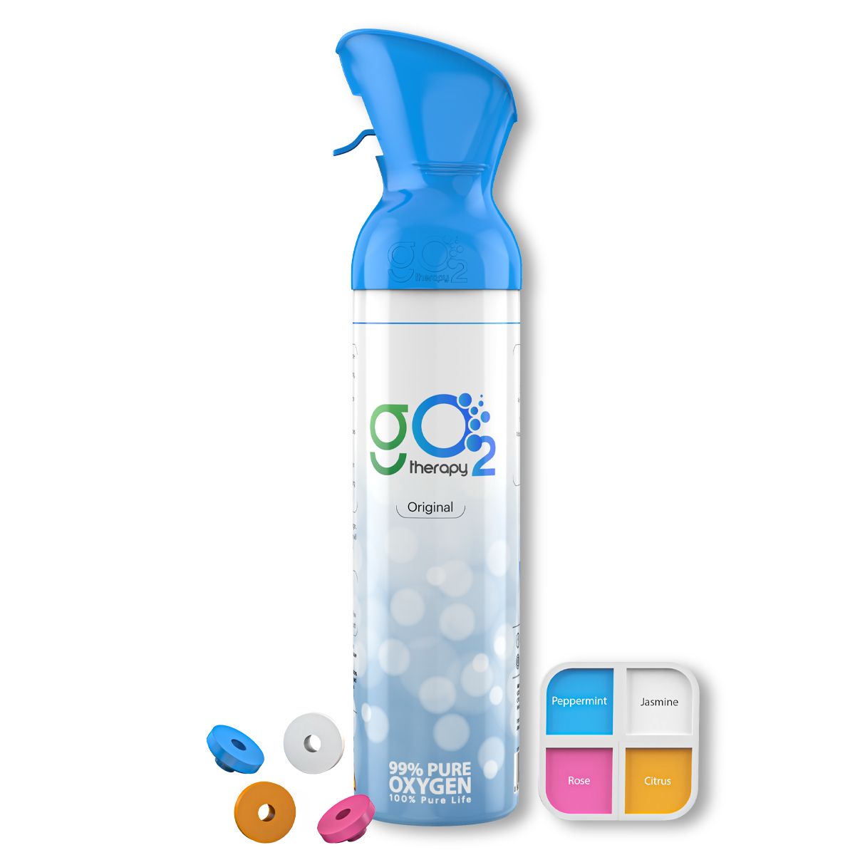 gO2Therapy - Up to 450 Inhalations, Natural + 4 Fragrances, 12L Portable Oxygen Canister