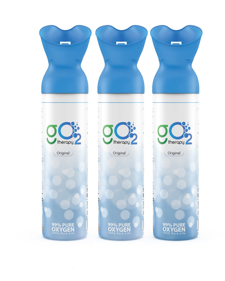gO2Therapy - Up to 1350 Inhalations (3 Pack), Natural 12L Portable Oxygen Canister