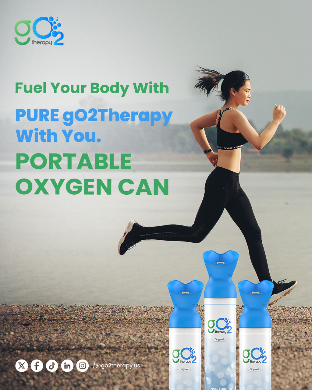gO2Therapy - Up to 900 Inhalations (2 Pack), Natural + 4 Fragrances, 12L Portable Oxygen Canister